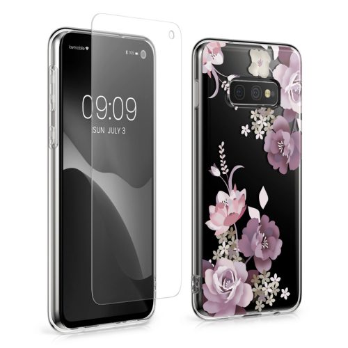 Комплект калъф и защитно фолио Kwmobile за Samsung Galaxy S10e, многоцветен, силикон/закалено стъкло, KWM000021SI001C
