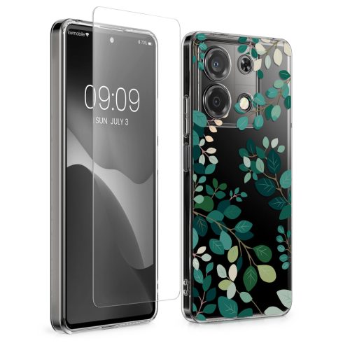Комплект калъф и защитно фолио Kwmobile за Xiaomi Redmi Note 13, многоцветен, силикон/закалено стъкло, KWM000020OZ001C