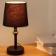 Lampa de masa Navaris, E27, abajur textil, 30 cm, cablu 1.8 m, baza metalica, negru, textil