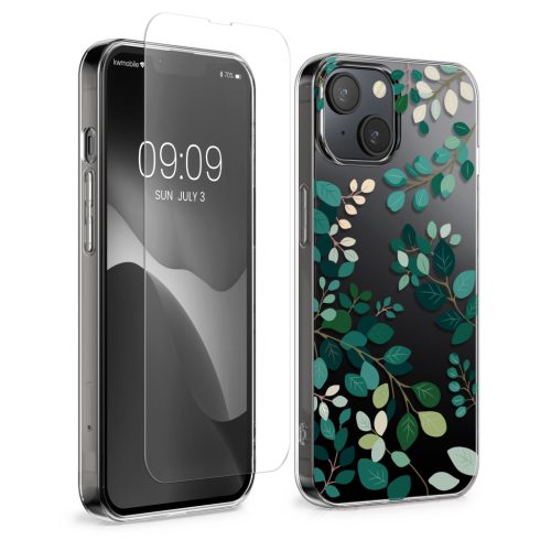 Комплект калъф и защитно фолио Kwmobile за Apple iPhone 14/iPhone 13, многоцветен, силикон/закалено стъкло, KWM000022TH002C
