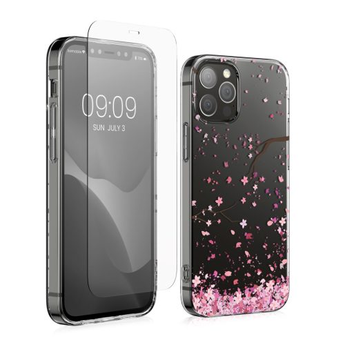 Комплект калъф и защитно фолио Kwmobile за Apple iPhone 12/iPhone 12 Pro, многоцветен, силикон/закалено стъкло, KWM000022TI001C