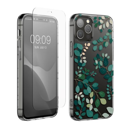 Комплект калъф и защитно фолио Kwmobile за Apple iPhone 12/iPhone 12 Pro, многоцветен, силикон/закалено стъкло, KWM000022TI002C