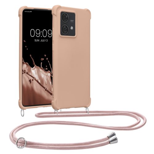 Kwmobile калъф с връзка за Motorola Edge 40 Neo, кремав, силиконов, KWM000022NX004C