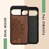 Kwmobile калъф за Google Pixel 9/Pixel 9 Pro, кафяв, дърво/силикон, KWM000020PT002C