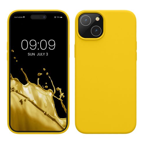 Kwmobile калъф за Apple iPhone 15 Plus, жълт, силиконов, KWM000020CB007C