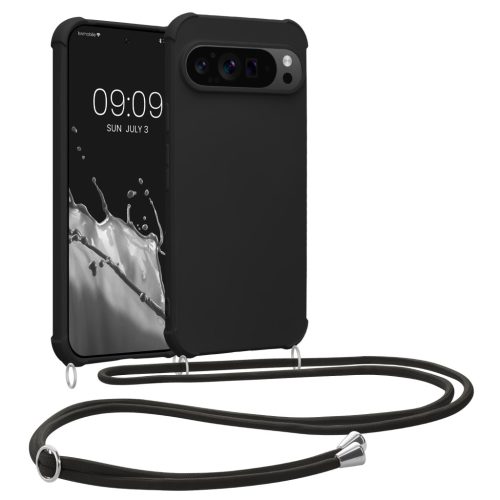 Kwmobile калъф с връзка за Google Pixel 9/Pixel 9 Pro, черен, силиконов, KWM000020PY001C