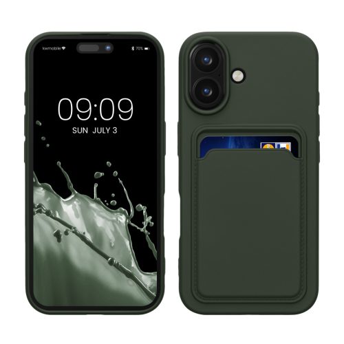 Kwmobile калъф за Apple iPhone 16, тъмнозелен, силиконов, KWM000022UF002C