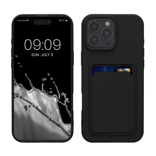Силиконов калъф Kwmobile за Apple iPhone 16 Pro Max, черен, KWM000022UI001C