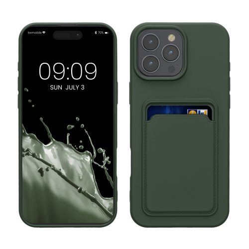Kwmobile калъф за Apple iPhone 16 Pro Max, тъмнозелен, силиконов, KWM000022UI002C