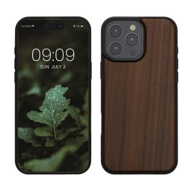   Kwmobile калъф за Apple iPhone 16 Pro Max, кафяв, дърво/силикон, KWM000022UR001C