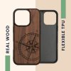 Kwmobile калъф за Apple iPhone 16 Pro, кафяв, дърво/силикон, KWM000022UT001C