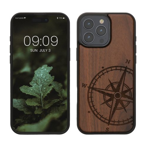 Kwmobile калъф за Apple iPhone 16 Pro Max, кафяв, дърво/силикон, KWM000022UU001C