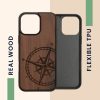 Kwmobile калъф за Apple iPhone 16 Pro Max, кафяв, дърво/силикон, KWM000022UU001C