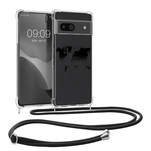 Kwmobile калъф с връзка за връзка за Google Pixel 8a, прозрачен/черен, силиконов, KWM000020KX004C