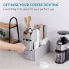 Organizator accesorii cafea Navaris, cu sertare, 31.5x13.7x28.7 cm, HIPS, gri, plastic