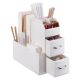 Organizator accesorii cafea Navaris, cu sertare, 31.5x13.7x28.7 cm, alb, plastic