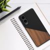 Kwmobile калъф за OnePlus Nord CE4 Lite, кафяв/черен, дърво/силикон, KWM000022UX001C