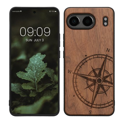 Kwmobile калъф за OnePlus Nord 4, кафяв, дърво/силикон, KWM000022VM001C