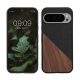 Kwmobile калъф за Google Pixel 9/Pixel 9 Pro, кафяв/черен, дърво/силикон, KWM000020QR001C