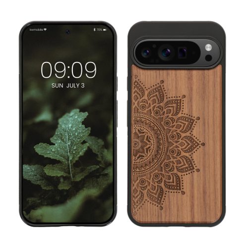 Kwmobile калъф за Google Pixel 9 Pro XL, кафяв, дърво/силикон, KWM000020QT002C