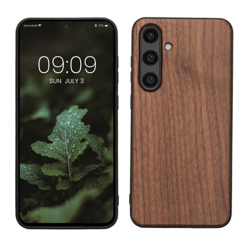 Kwmobile калъф за Samsung Galaxy S24 FE, кафяв, дърво/силикон, KWM000021WK001C