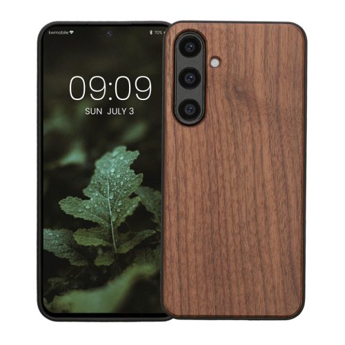 Kwmobile калъф за Samsung Galaxy S24 FE, кафяв, дърво/силикон, KWM000021WK001C