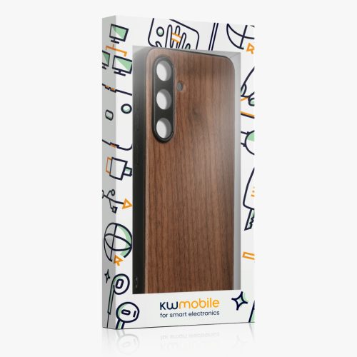 Kwmobile калъф за Samsung Galaxy S24 FE, кафяв, дърво/силикон, KWM000021WK001C