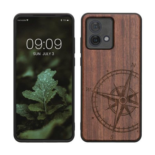 Kwmobile калъф за Motorola Moto G84, кафяв, дърво/силикон, KWM000022VU001C