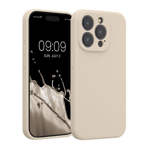 Kwmobile калъф за Apple iPhone 15 Pro, кремав, силиконов, KWM000022OM013C