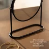Oglinda cosmetica rotativa Navaris, 2x marire, pentru masa machiaj, 19.3x18 cm, negru, sticla/otel