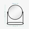 Oglinda cosmetica rotativa Navaris, 2x marire, pentru masa machiaj, 19.3x18 cm, negru, sticla/otel