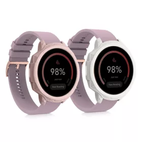   Комплект от 2 калъфа за дамски смарт часовник Fossil Gen 6, Kwmobile, бял/розов, силикон, 59439.01