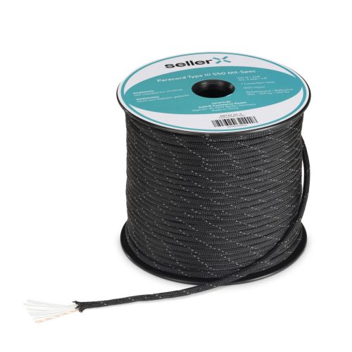 Sfoara Paracord Navaris din nailon, 138.7m, fibre de nailon, negru, 59737.01.3