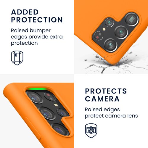 калъф kwmobile за Samsung Galaxy S22 Ultra, Силиконов, Оранжев, 56765.150
