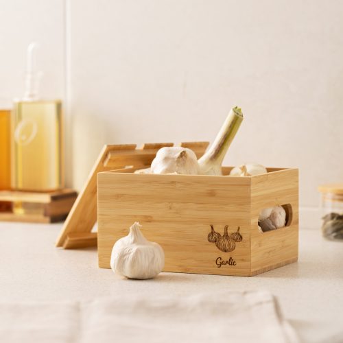 Set 3 Cutii organizare legume Navaris, din bambus, stivuite, 60501.01