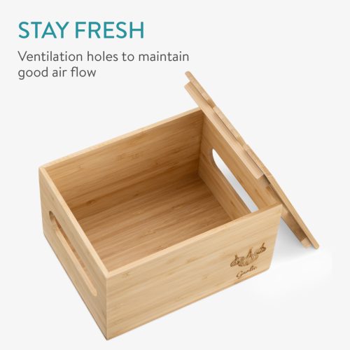 Set 3 Cutii organizare legume Navaris, din bambus, stivuite, 60501.01