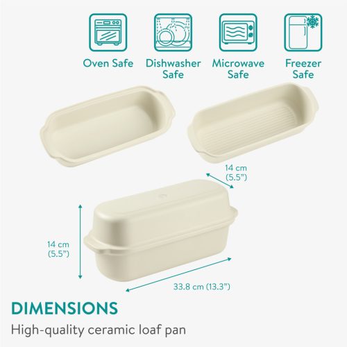 Tava ceramica pentru paine Navaris, material din lut rezistent, cu capac, 60645.01