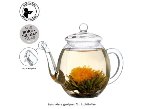 Стъклен чайник Creano с капак, 500 мл, термоустойчив, наливане без капки