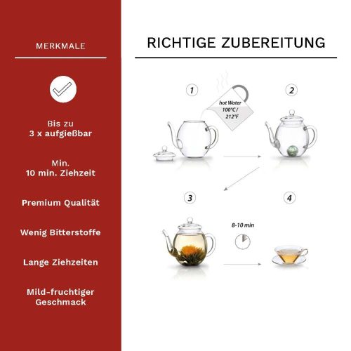 Подаръчен комплект чай Creano с чайник 500 мл, 6 различни разновидности, елегантна дървена кутия, бял