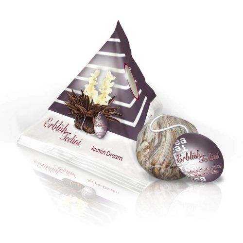 Подаръчен комплект цъфтящ чай Creano Teelini, 12 пакетчета, 8 разновидности, дървена кутия, бял/черен чай