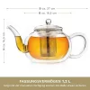 Ceainic termic Creano, 1,2 L, sticla perete dublu, cu infuzor din inox, anti-picurare