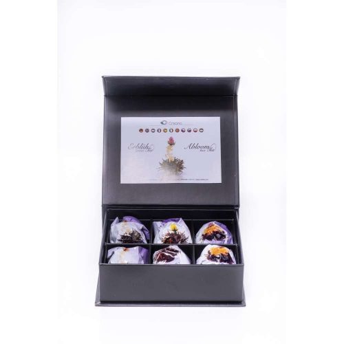 Чаен микс Creano Flowering Tea Mix, черен чай, флорален аромат, комплект 6 броя, магнитна кутия