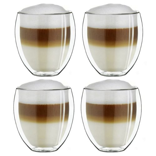 Set 4 pahare termice Creano DG-Bauchig, 400 ml, sticla borosilicata, perete dublu