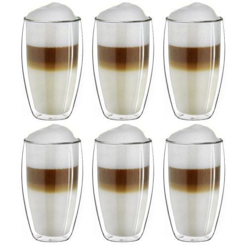 Set 6 pahare termice Creano DG-SH, 400 ml, sticla borosilicata, perete dublu