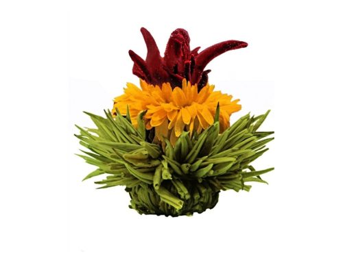 Подаръчен комплект Creano ErbluhTee, черна магнитна кутия + 6 топки микс цъфтящ чай, бял/черен/зелен чай