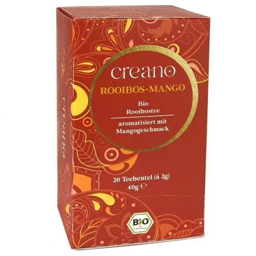 Био чай Creano Rooibos с манго, пакет 20 броя, лек аромат, подходящ за топъл или студен напиток