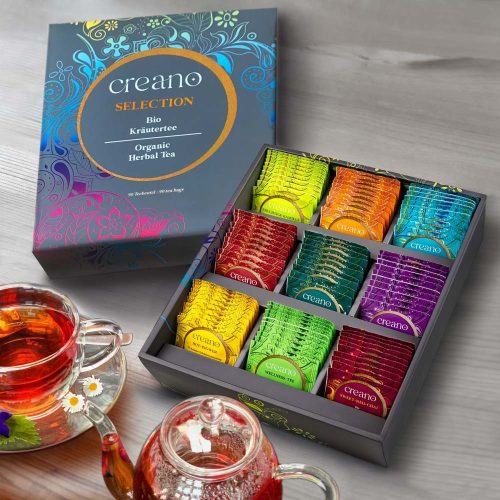 Подаръчен комплект био чай Creano Selection Box, 90 броя, 9 сорта, без кофеин, 27, 5x23x7, 8 см