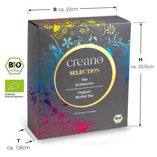 Подаръчен комплект био чай Creano Selection Box, 90 броя, 9 сорта, без кофеин, 27, 5x23x7, 8 см
