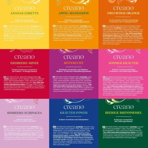 Подаръчен комплект плодов и билков чай Creano, 27 пакетчета (9 разновидности), 54 г, без кофеин