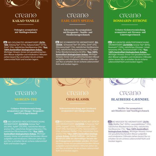 Подаръчен комплект чаен микс Creano Tea Blend Selection, 24 пакетчета с 6 разновидности, 48 г